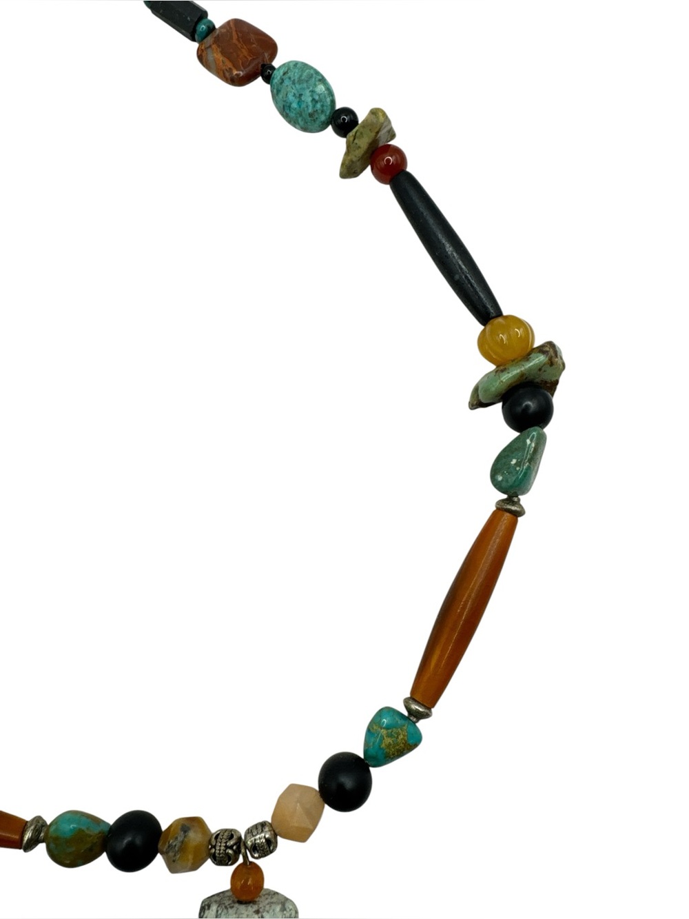 Artisan Southwest Turquoise Buffalo Horn Leather Lariat Tassel Necklace 29-37” - Picture 6 of 7